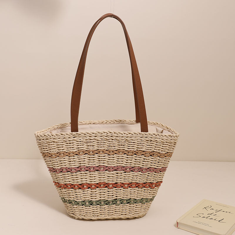 Wholesale Colorful Striped Straw Bag Beach Bag